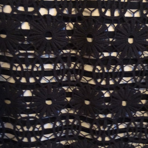 Navy and white striped dress with lace overlay. - Picture 2 of 2